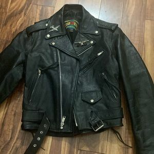 Putnam black leather riding jacket